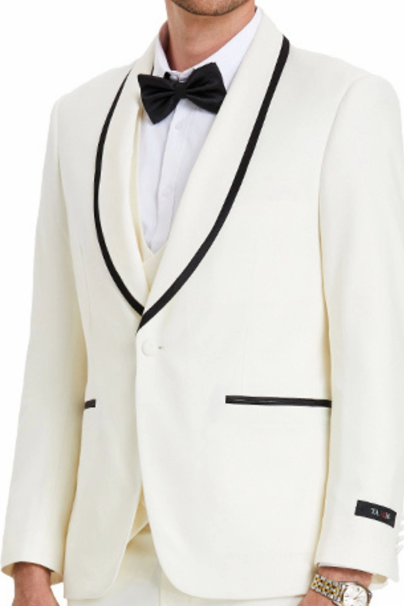 Tranquility Collection: Men's Birdseye 3-Piece Suit In Off White - Slim Fit