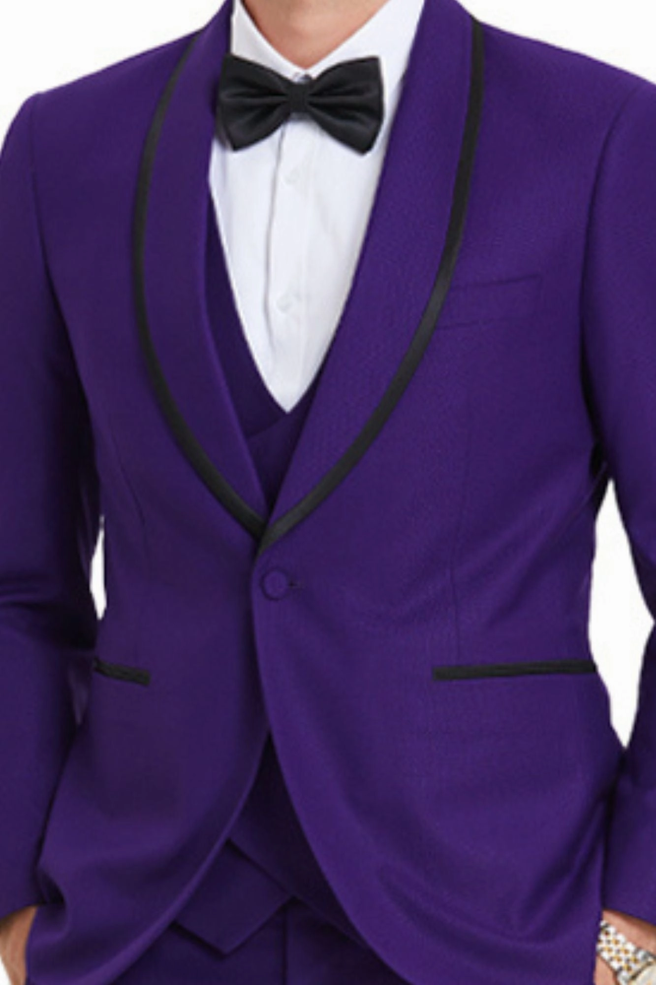 Tranquility Collection: Men's Birdseye 3-Piece Suit In Purple - Slim Fit