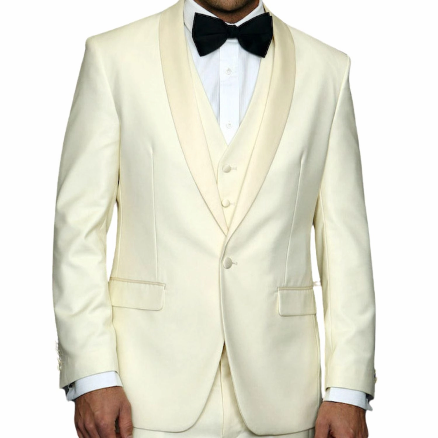 Varuna Collection: Off White Tailored Fit Shawl Lapel 3PC Tuxedo