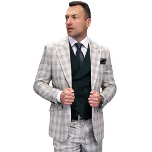 Vega Collection: Hunter 3-Piece Plaid Modern Fit Suit