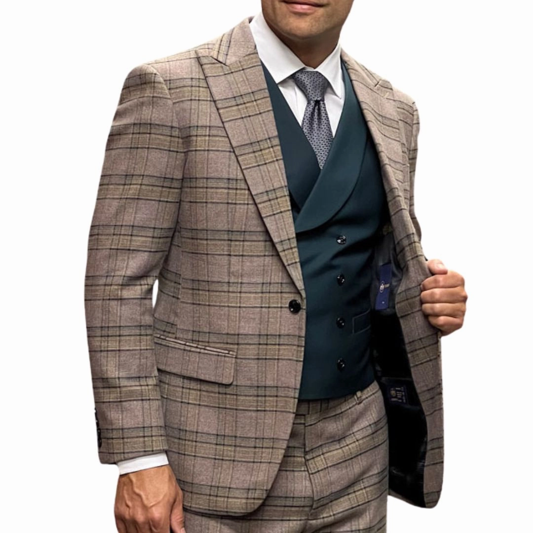 Velarion Collection: Jade 3-Piece Plaid Modern Fit Suit