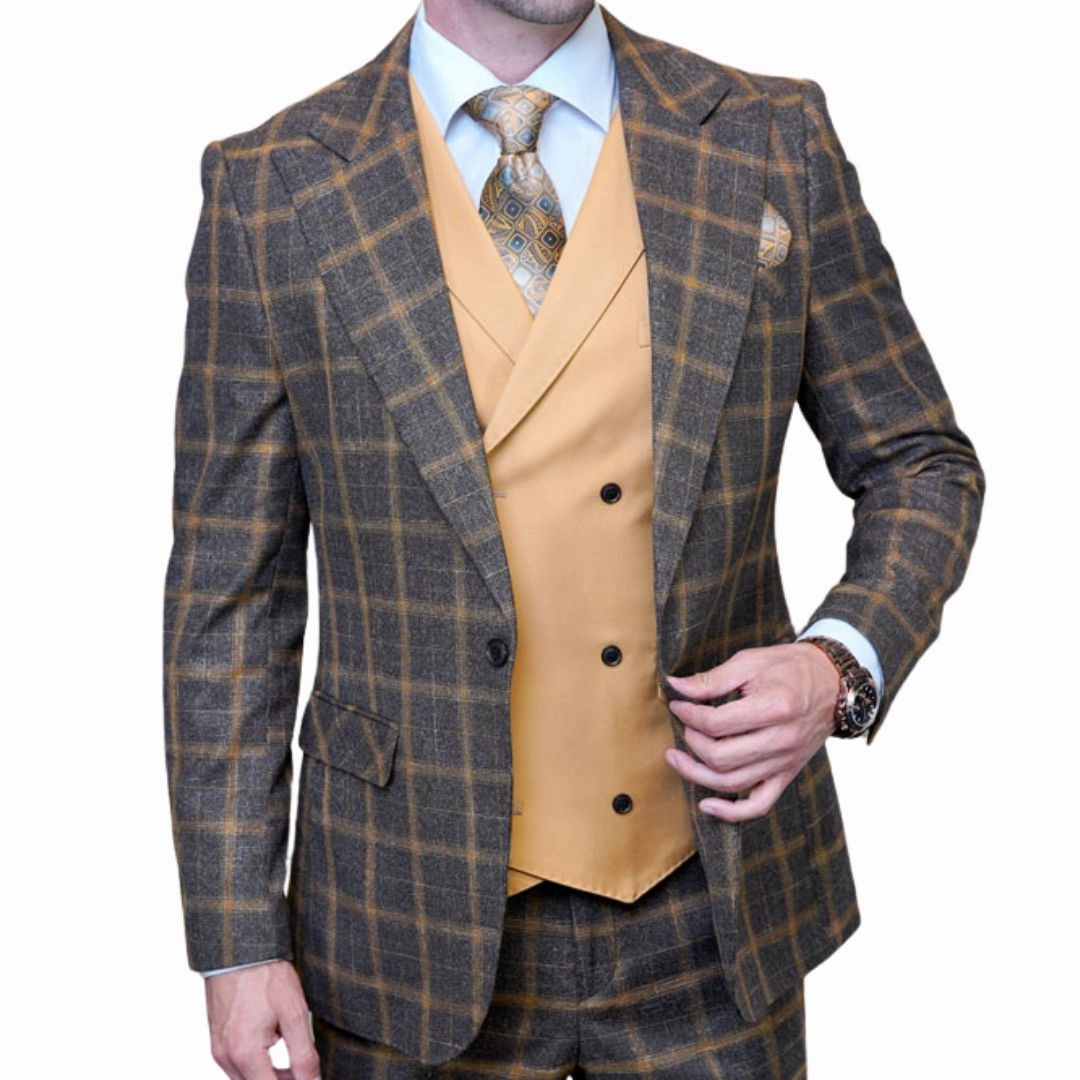 Veyron Collection: Statement Camel 3-Piece Modern Fit Suit