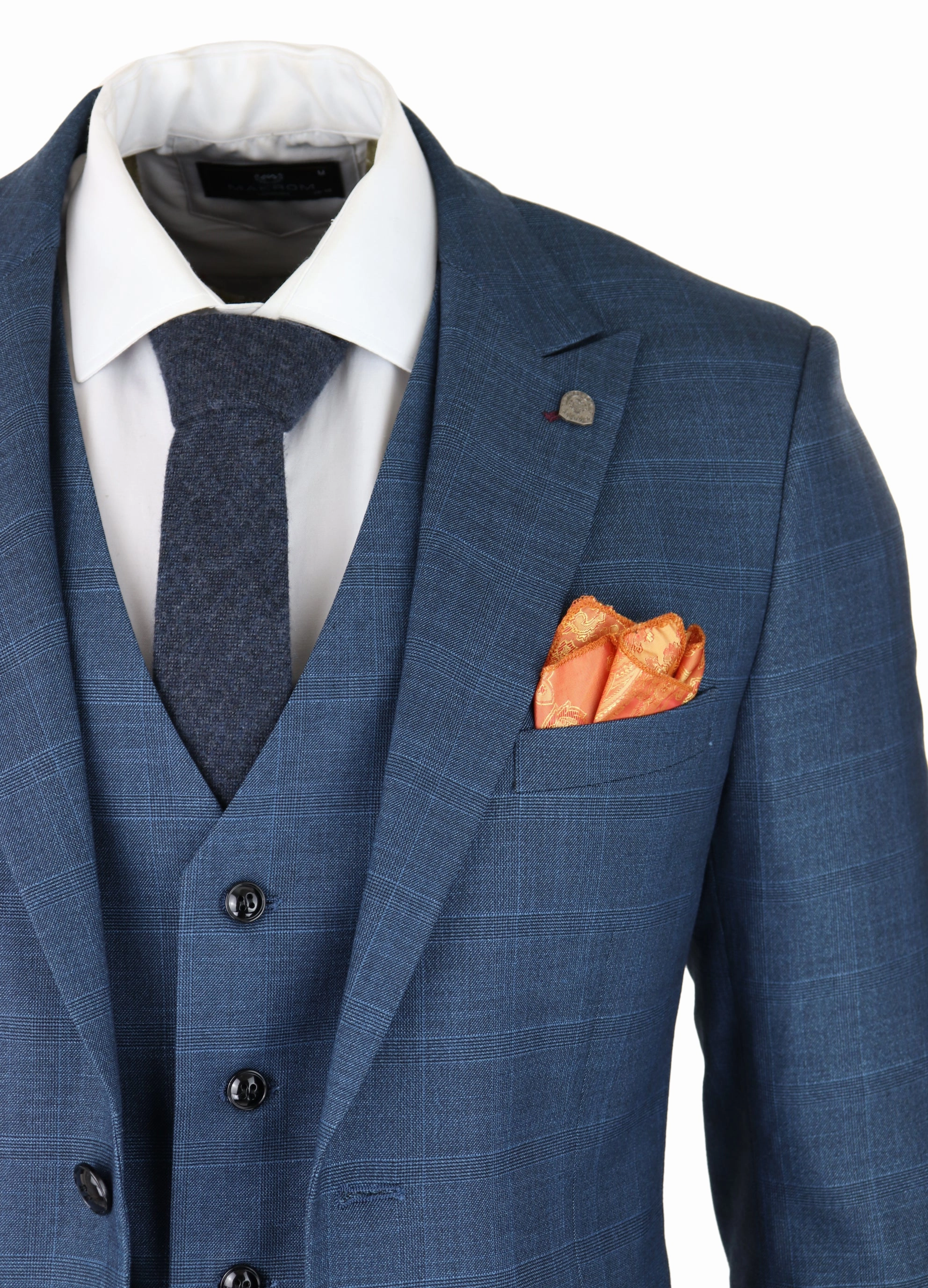 Viceroy 3 Piece Check Blue Suit