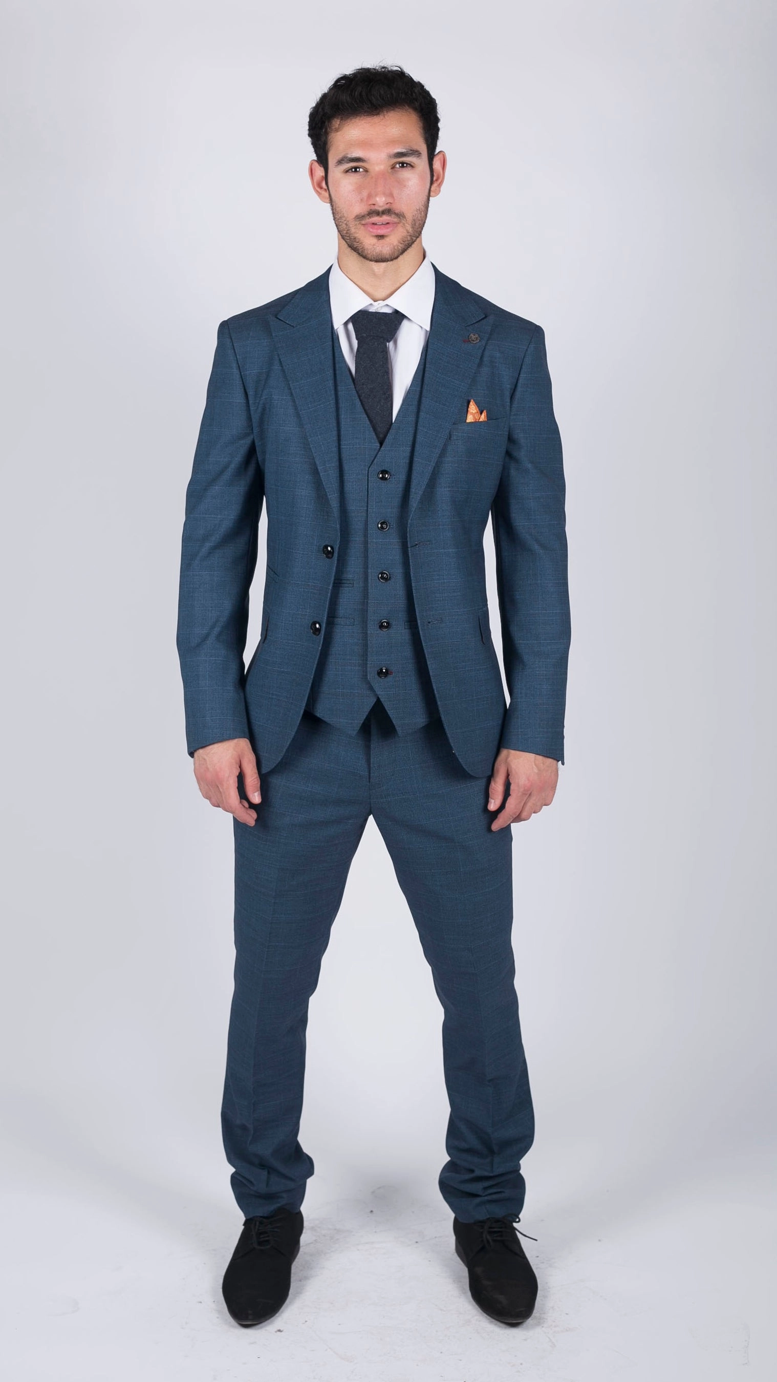 Viceroy 3 Piece Check Blue Suit