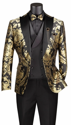 Vinci  MVJQ-1-BLK  Mens Suit