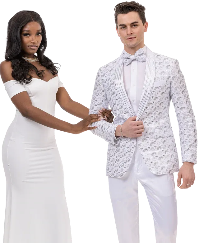 White Embroidery & Sequins Fashion Blazer J150