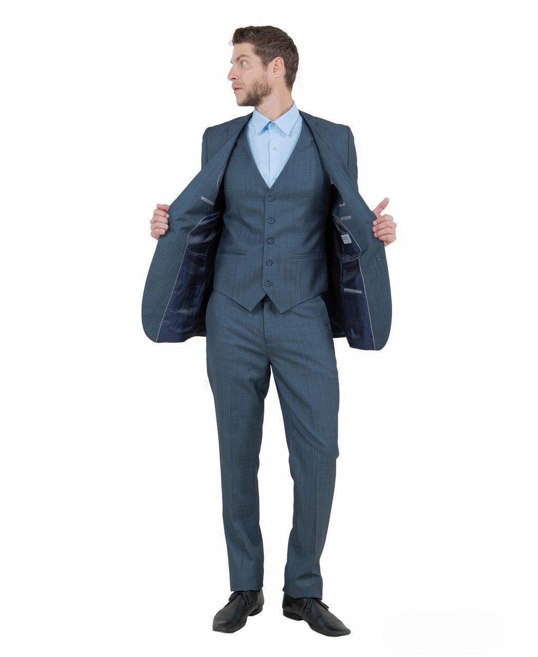 Zodiac Signature Collection: Three-Piece Suit in Solid Blue
